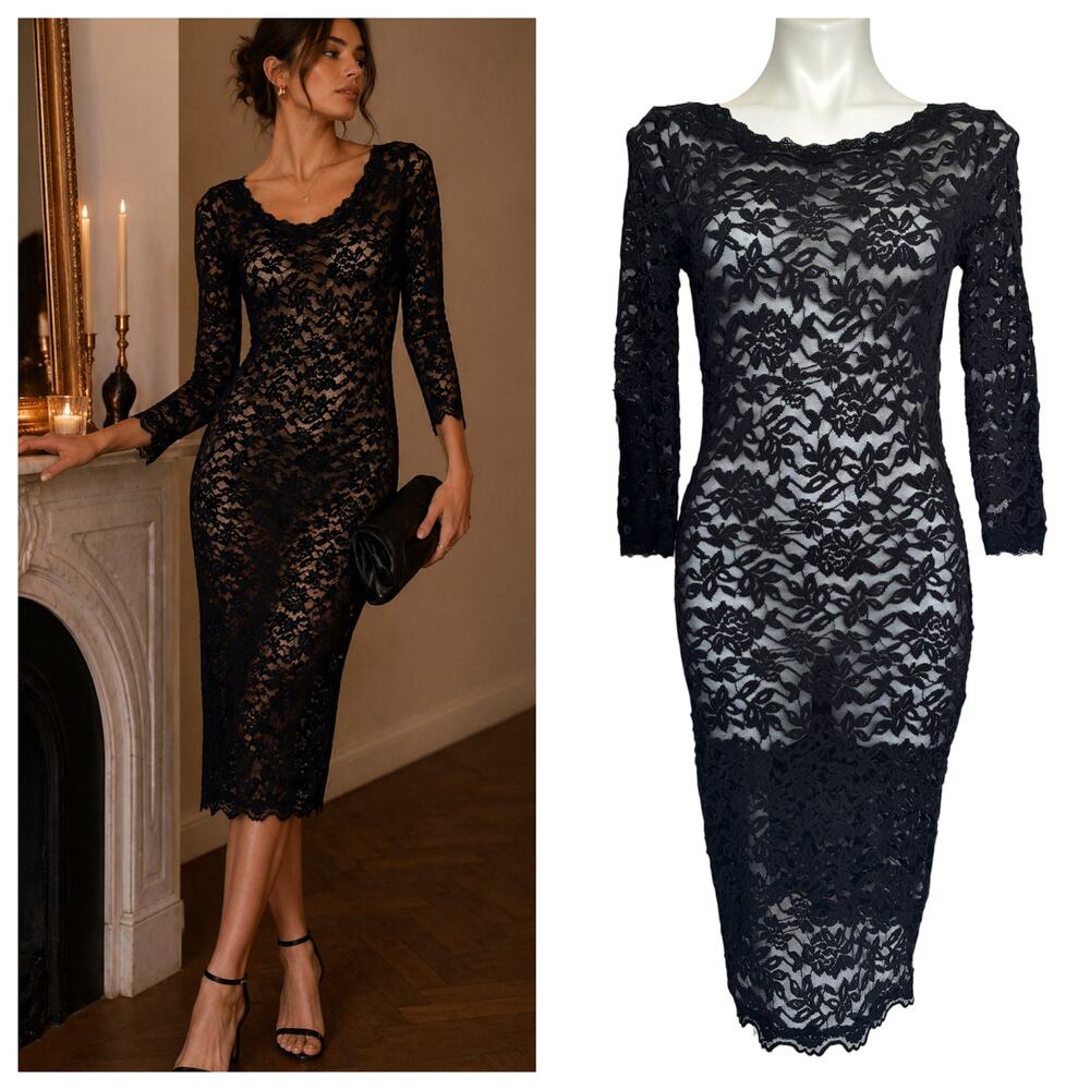 Rosemunde Copenhagen Black Lace Midi Dress Quiet Luxury Dark Feminine Cocktail